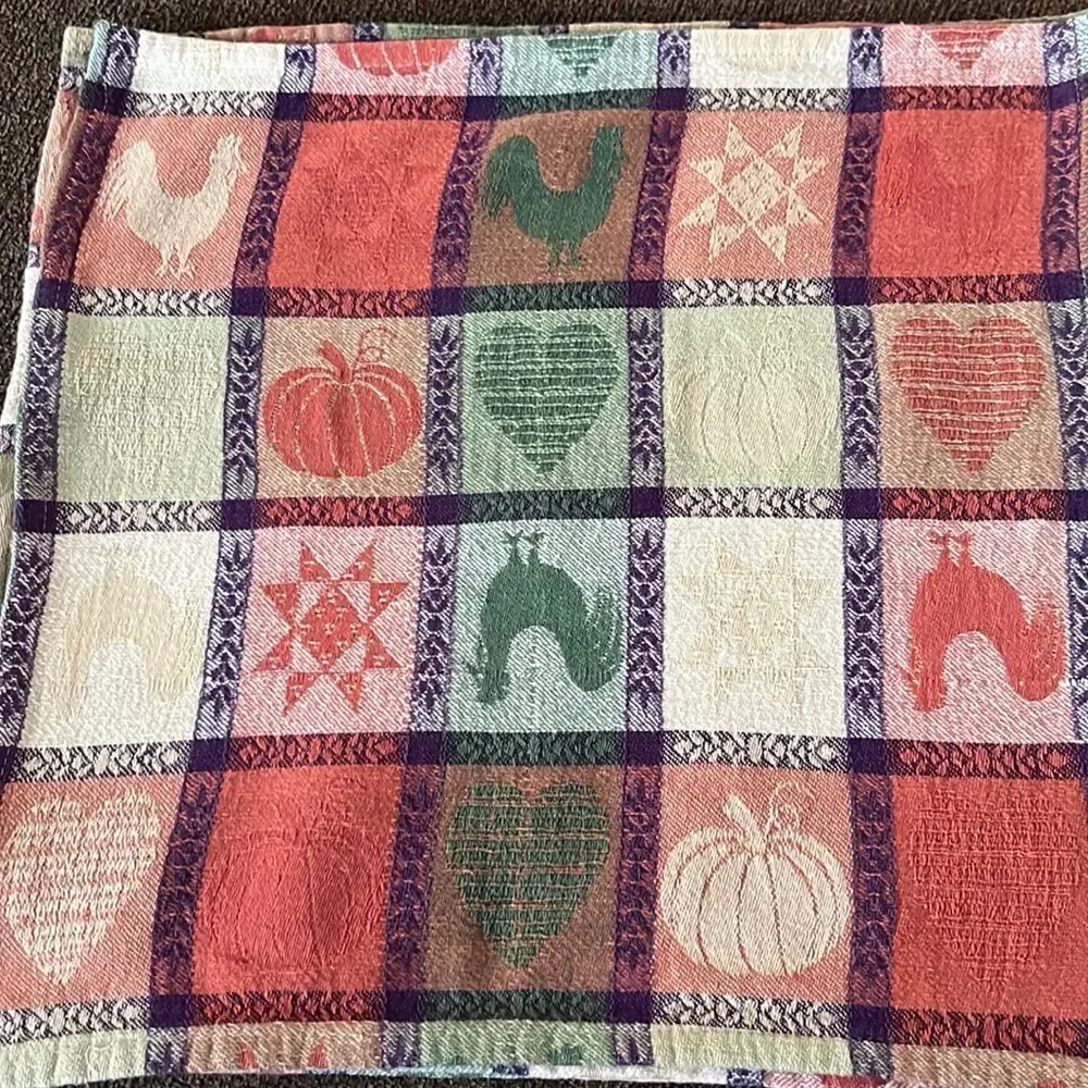 Autumnal Farmhouse Set of 4 Dinner Square Cloth Napkins- 16” by 16”